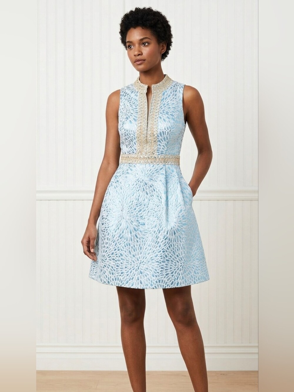 NWT Lilly Pulitzer Franci in Bermuda Blue Lagoon Jacquard Metallic Dress 10